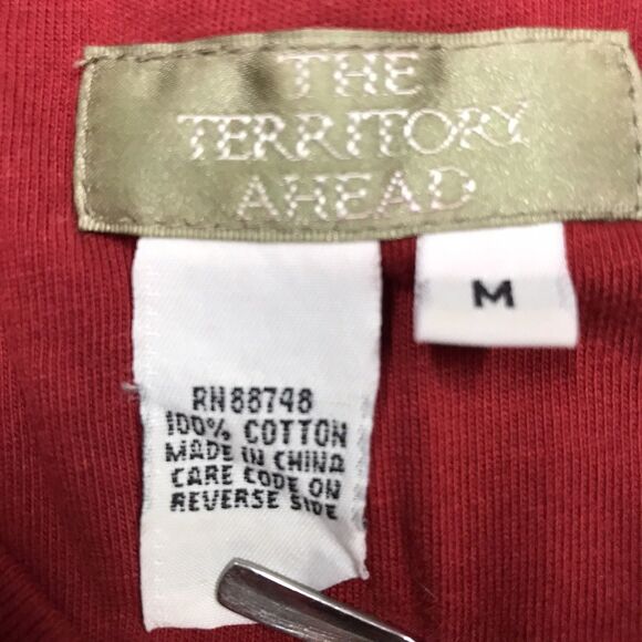TERRITORY AHEAD Shirt Men M Red Long Sleeve Tee 100% Cotton Base Layer Outdoor - Picture 7 of 9